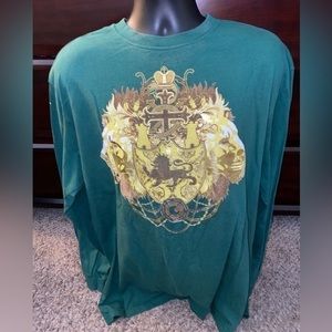 G Unit Long Sleeve Shirt Men's Size‎ XL Green & Gold Lions Tools of the Trade